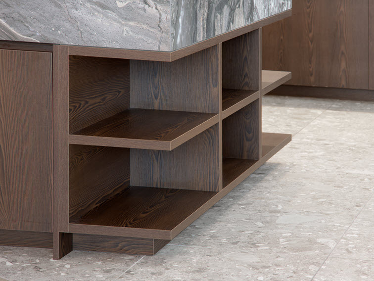 Sunrise Lounge renovation featuring HPL by Unilin Panels transports travelers to warmer destinations